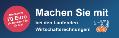 Aufruf: "Machen Sie mit!" und Link auf die Seite der Laufenden Wirtschaftsrechnungen (externeSeite)